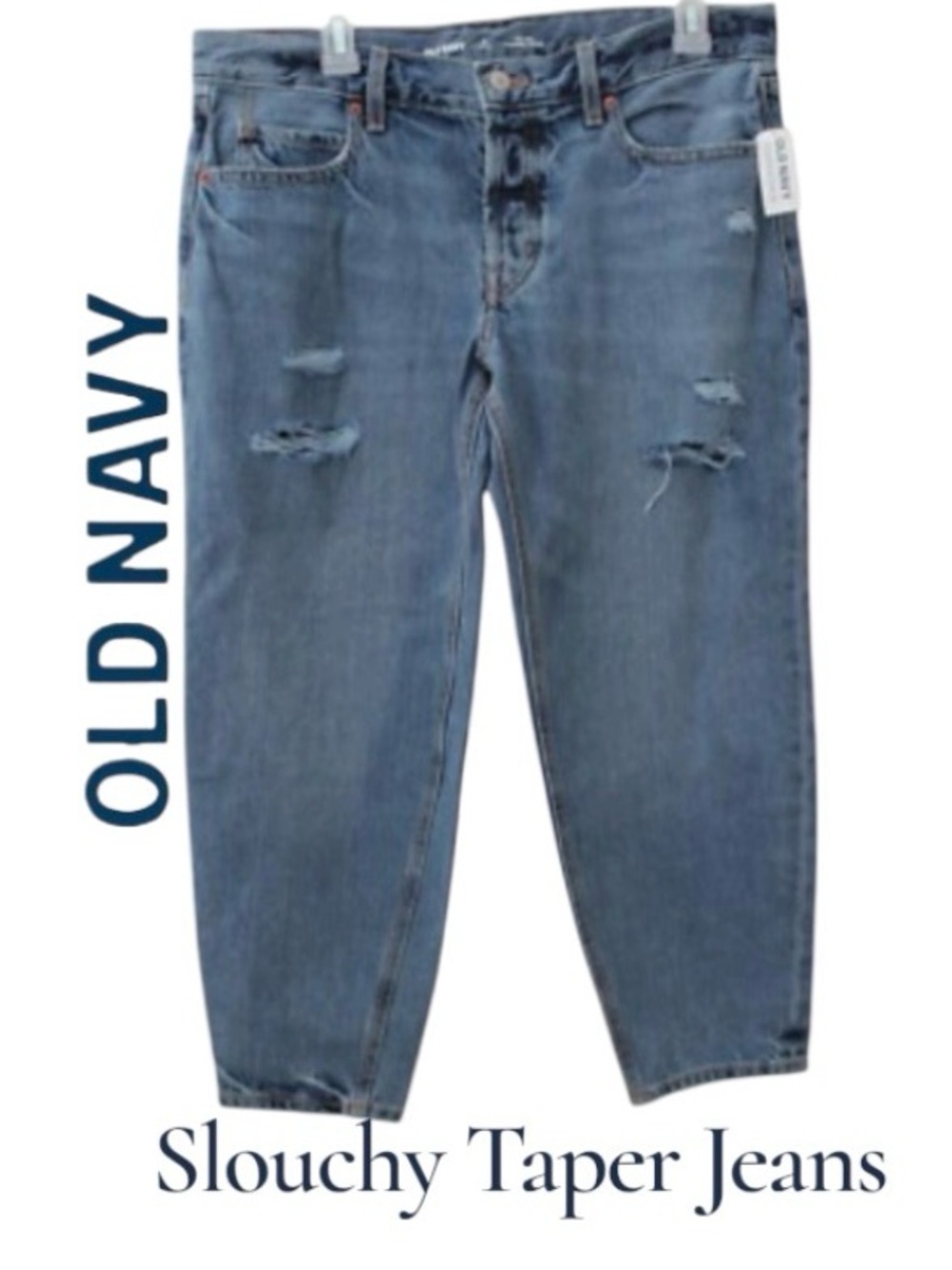 22W Old Navy Women's Plus Size Mid-Rise Button Fly Slouchy Taper Ankle Jeans
